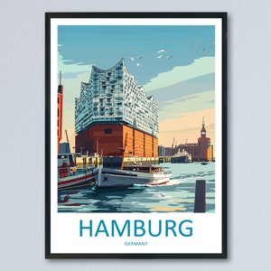 Hamburg Travel Print Wand Kunst Hamburg Wandbehang Home Décor Hamburg Geschenk Kunstliebhaber Deutschland Kunstliebhaber Geschenk Hamburg Deutschland Kunst