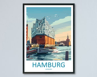 Hamburg Travel Print Wall Art Hamburg Wall Hanging Home Décor Hamburg Gift Art Lovers Germany Art Lover Gift Hamburg Germany Art