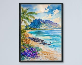 Mauritius Watercolor Poster Wall Art Mauritius Wall Hanging Home Décor Mauritius Gift Art Lovers Mauritius Wall Art