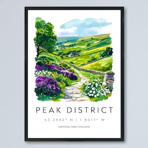 Peak District Watercolor Poster Peak District Travel Print Peak District Wall Art Peak District Landscape Painting Peak District Souvenir UK