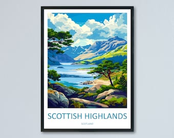 Schottisches Hochland Reise-Druck Highlands Home Dekor Schottisches Hochland Kunstdruck Highlands Wanddruck Für schottisches Geschenk für Schottland-Wand