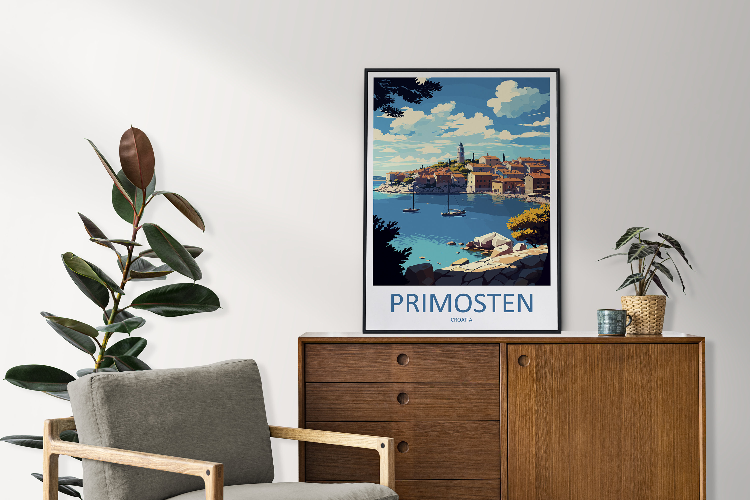 Discover Primosten Croatie Paysage Voyage Rétro Affiche