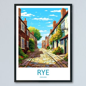 Impresión de viaje de Rye Arte de pared Colgante de pared de Rye Decoración del hogar Regalo de Rye Amantes del arte Regalo para amantes del arte de Inglaterra Póster de arte de pared de Rye