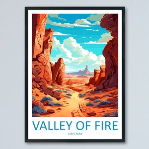 Impresión de viaje del parque estatal Valley Of Fire Arte de pared Colgante de pared Valley Of Fire Decoración del hogar Regalo Valley Of Fire Amantes del arte Amante del arte de Nevada