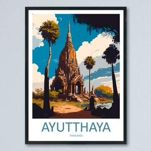 Ayutthaya Travel Print Wall Art Ayutthaya Wall Hanging Home Decoration Ayutthaya Gift Art Lovers Wall Art Thailand Travel Print Gift