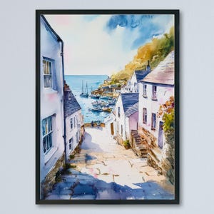 Polperro Watercolor Poster Wall Art Polperro Wall Hanging Home Décor Polperro Gift Art Lovers United Kingdom Wall Art