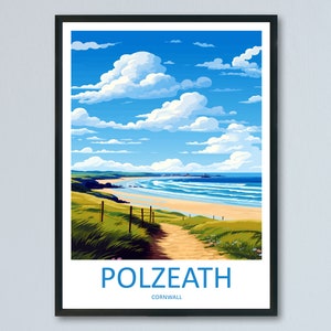 Polzeath Travel Print Wall Art Polzeath Wall Hanging Home Décor Polzeath Gift Art Lovers Cornwall Art Polzeath Wall Art Poster