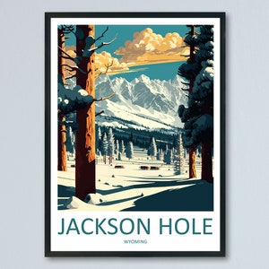 Jackson Hole Travel Print Wall Art Jackson Hole Wall Hanging Home Décor Jackson Hole Gift Art Lovers Ski Art Lover Gift Jackson Hole Print