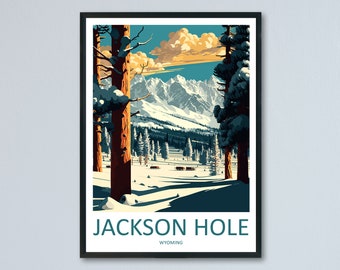 Jackson Hole Travel Print Wall Art Jackson Hole Wall Hanging Home Décor Jackson Hole Gift Art Lovers Ski Art Lover Gift Jackson Hole Print