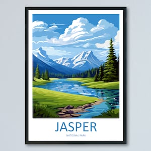Impresión de viaje del Parque Nacional Jasper, arte de pared, colgante de pared del Parque Nacional Jasper, decoración del hogar, regalo del Parque Nacional Jasper, amantes del arte, Canadá, regalo de arte