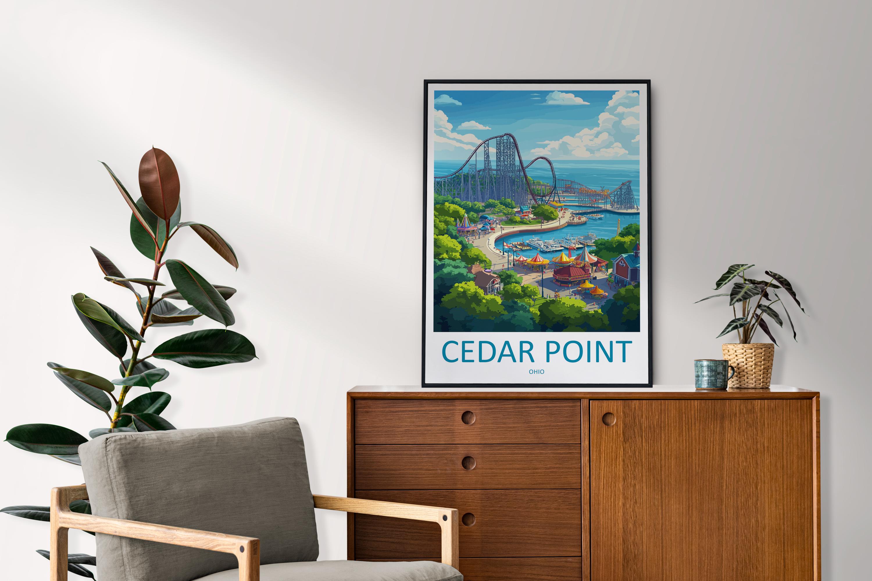 Cedar Point Travel Print Home Décor Cityscape Art Print Cedar