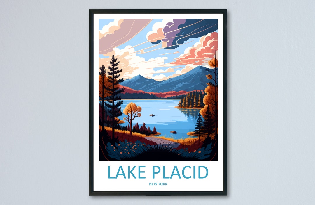 Lake Placid Travel Print Wall Art Lake Placid Wall Hanging Home Décor