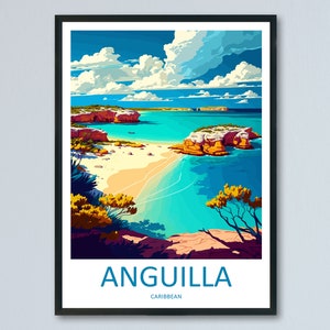 Anguilla Travel Print Wall Art Anguilla Wall Hanging Home Décor Anguilla Gift Art Lovers Wall Art Caribbean Travel Print Anguilla Decor