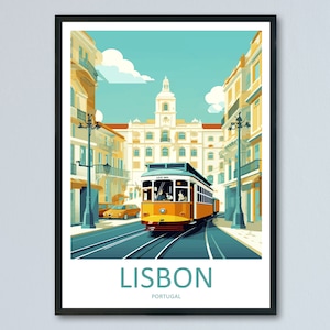 Lissabon reizen afdrukken kunst aan de muur Lissabon muur hangende huisinrichting Lissabon cadeau kunstliefhebbers Portugal kunst minnaar cadeau Lissabon wanddecoratie Lissabon tramkunst