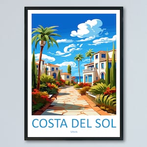 Impresión de viaje de la Costa del Sol Arte de pared Colgante de pared de la Costa del Sol Decoración del hogar Regalo de la Costa del Sol Amantes del arte Regalo para amantes del arte de España Impresión artística