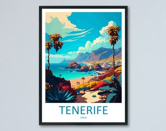 Tenerife Travel Print Wall Art Tenerife Wall Hanging Home Décor Tenerife Gift Art Lovers Spain Art Lover Gift Tenerife Print Spain Wall Art