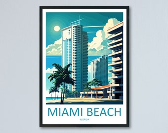 Miami Beach Travel Print Wall Art Miami Beach Wall Hanging Home Décor Miami Beach Gift Art Lovers Florida Art Lover Gift Florida Print