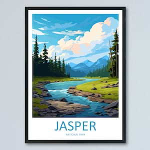 Impresión de viaje del Parque Nacional Jasper, arte de pared, colgante de pared del Parque Nacional Jasper, decoración del hogar, regalo del Parque Nacional Jasper, amantes del arte, Canadá, regalo de arte