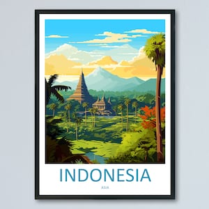 Indonesia Travel Print Wall Art Indonesia Wall Hanging Home Décor Indonesia Gift Art Lovers Indonesia Art Lover Gift Travel Art Poster