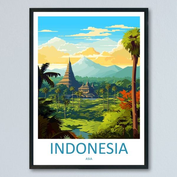 Indonesia Travel Print Wall Art Indonesia Wall Hanging Home Décor Indonesia Gift Art Lovers Indonesia Art Lover Gift Travel Art Poster