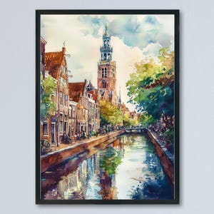 Groningen Watercolor Poster Wall Art Groningen Wall Hanging Home Décor Groningen Gift Art Lovers Netherlands Art Lover Gift