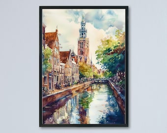 Groningen Watercolor Poster Wall Art Groningen Wall Hanging Home Décor Groningen Gift Art Lovers Netherlands Art Lover Gift