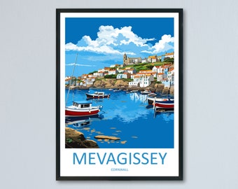 Mevagissey Travel Print Wall Art Mevagissey Wall Hanging Home Décor Mevagissey Gift Art Lovers England Art Lover Gift Mevagissey Poster