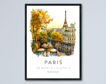 Paris Aquarell Poster Paris Wandkunst Paris Reise Print Paris Stadt Dekor Paris Frankreich Malerei Eiffelturm Paris Poster