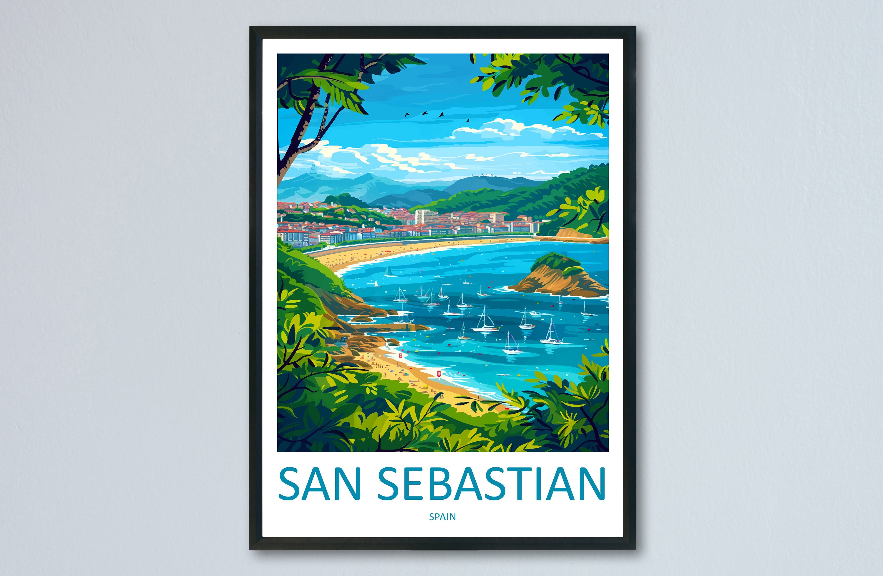 San Sebastian Travel Print Wall Art San Sebastian Wall Hanging Home Décor San Sebastian Gift Art Lovers Spain Art Lover Gift San Sebastian