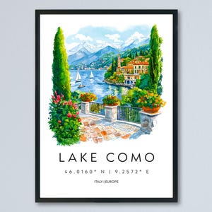Lake Como Watercolor Poster Lake Como Italy Travel Print Wall Art Lake Como Home Decor Lake Como Gift Art Lovers Italy Art Lake Como