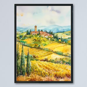Tuscany Watercolor Poster Wall Art Tuscany Wall Hanging Home Décor Tuscany Gift Art Lovers Italy Wall Art
