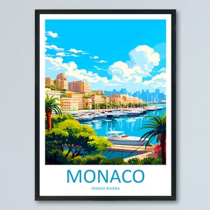 Monaco Travel Print Wall Art Monaco Wall Hanging Home Décor Monaco Gift Art Lovers Monaco Art Lover Gift Monaco Travel Art Wall Gift