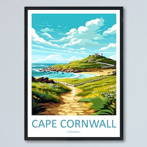 Cape Cornwall Travel Print Wall Art Cape Cornwall Wall Hanging Home Décor Cape Cornwall Gift Art Lovers Cornwall Art Lover Gift