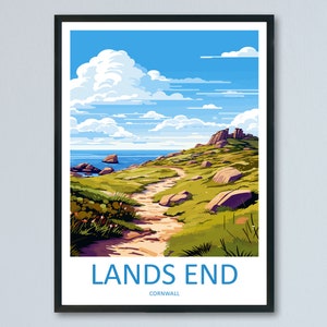 Lands End Travel Print Wall Art Lands End Wall Hanging Home Décor Lands End Gift Art Lovers Cornwall Art Lover Gift Lands End Art Poster