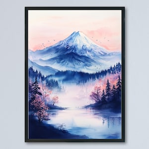 Mount Fuji Watercolor Poster Mount Fuji Travel Print Mount Fuji Wall Art Mount Fuji Landscape Painting Mount Fuji Souvenir Japan Decor