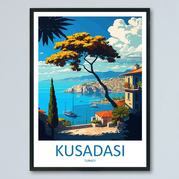 Kuşadası Travel Print Wall Art Kuşadası pared colgante decoración del hogar Kuşadası regalo amantes del arte Turquía amante del arte regalo Kuşadası ciudad Turquía viajes