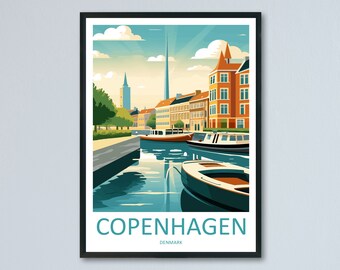 Copenhagen Travel Print Wall Art Copenhagen Wall Hanging Home Décor Copenhagen Gift Art Lovers Denmark Art Lover Gift Copenhagen Wall Décor