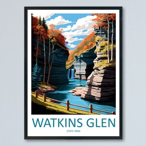 Watkins Glen State Park Travel Print Wall Art Watkins Glen Wall Hanging Home Décor Watkins Glen Gift Art Lovers New York State Art Gift