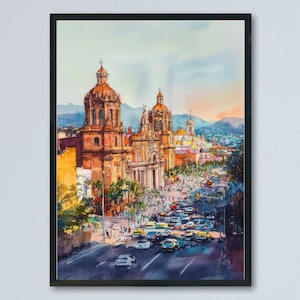 Mexico City Watercolor Poster Mexico City Travel Print Mexico City Art Mexico City Decor Mexico City Wall Art