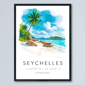 Seychelles Watercolor Poster Wall Art Seychelles Wall Hanging Home Décor Seychelles Gift Art Lovers Seychelles Wall Art