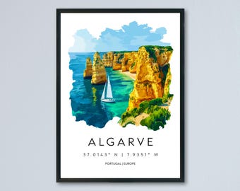 Algarve Watercolor Poster Wall Art Algarve Wall Decor Home Décor Algarve Gift Portugal Art Lover Gift, Travel Souvenir Print