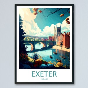 Exeter Travel Print Wall Art Exeter Wall Hanging Home Décor Exeter Gift Art Lovers England Art Lover Gift Exeter Travel Décor Exeter Poster