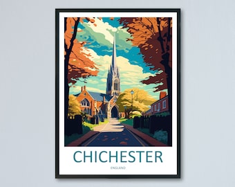 Chichester Travel Print Wall Art Chichester Wall Hanging Home Décor Chichester Gift Art Lovers England Art Lover Gift Chichester Travel Déco