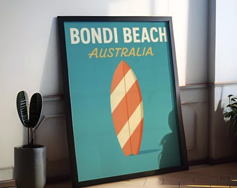 Bondi Beach Preppy Poster Wall Art Bondi Beach Wall Decor Home Décor Bondi Beach Gift Australia Art Lover Gift, Travel Souvenir Print