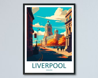 Liverpool Travel Print Wall Art Liverpool Wall Hanging Home Décor Liverpool Gift Art Lovers England Art Lover Gift Liverpool Travel Art Gift