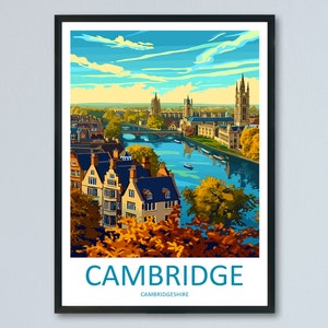 Cambridge Travel Print Wall Art Cambridge Wall Hanging Home Décor Cambridge Gift Art Lovers England Art Lover Gift Cambridge Art Travel