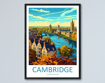 Cambridge Travel Print Wall Art Cambridge Wall Hanging Home Décor Cambridge Gift Art Lovers England Art Lover Gift Cambridge Art Travel