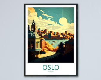 Stampa da parete con viaggio a Oslo, decorazione da parete a Oslo, decorazione per la casa, regalo a Oslo, amanti dell'arte, regalo per amanti dell'arte norvegese, arte da viaggio a Oslo, decorazione da parete a Oslo