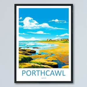 Porthcawl Viaggio Stampa Wall Art Porthcawl Appeso a parete Arredamento per la casa Porthcawl Regalo Amanti dell&#39;arte Cornwall Art Porthcawl Regalo