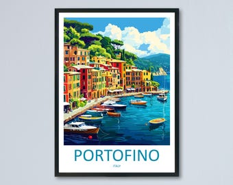Portofino Travel Print Wall Art Portofino Wall Hanging Home Décor Portofino Gift Art Lovers Italy Art Lover Gift Portofino Print Portofino